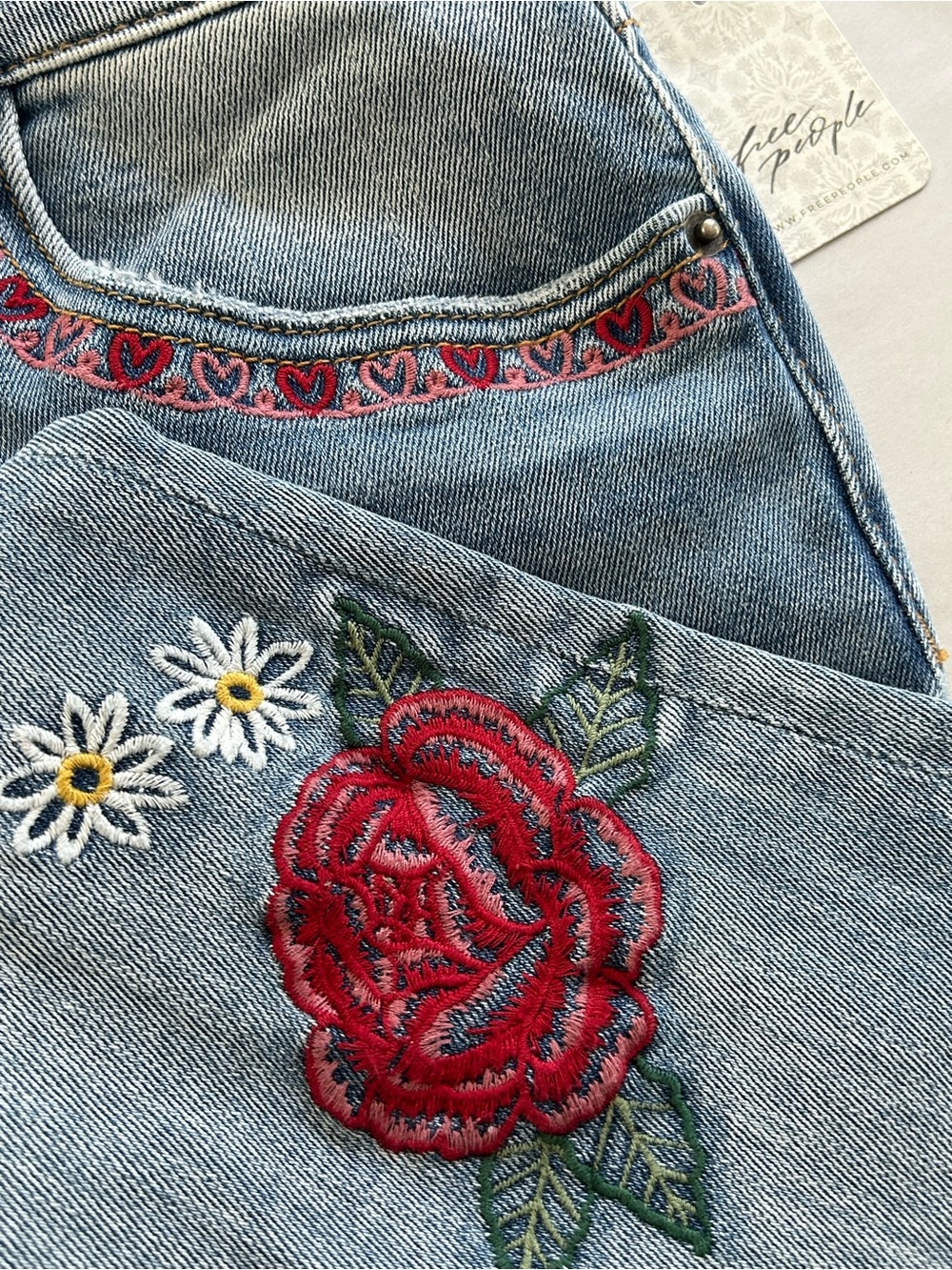 DRIFTWOOD Eva Love Letter Bootcut Embroidered Jeans, 26 NWT - Picture 9 of 12